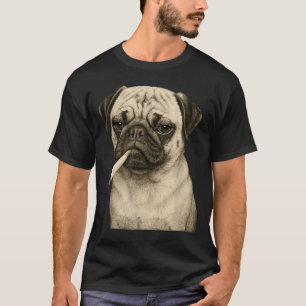 Funny Smoking Pug Dog Cigarette Gen Z Meme Graphic T-Shirt