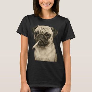 Funny Smoking Pug Dog Cigarette Gen Z Meme Graphic T-Shirt