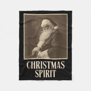 Funny Smoking Santa Claus Christmas Srit Vintage Fleece Blanket