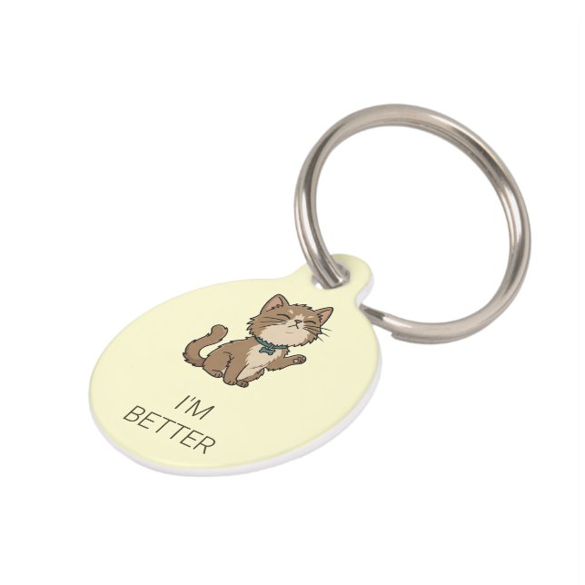 Funny Smug Cat Pet ID Tag (Side)