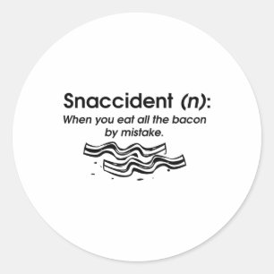 Funny Snaccident Bacon Art For Kid Men Women Cool  Classic Round Sticker