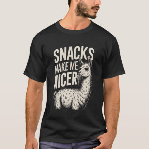 Funny Snacks Make Me Nicer Llama Animal T-Shirt