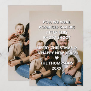 Funny Snacks POV Family Photo Christmas CUSTOM Holiday Card