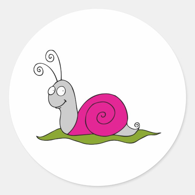 funny snail classic round sticker (Front)