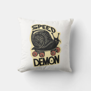 Funny Snail on Skateboard – Speed Demon Cushion