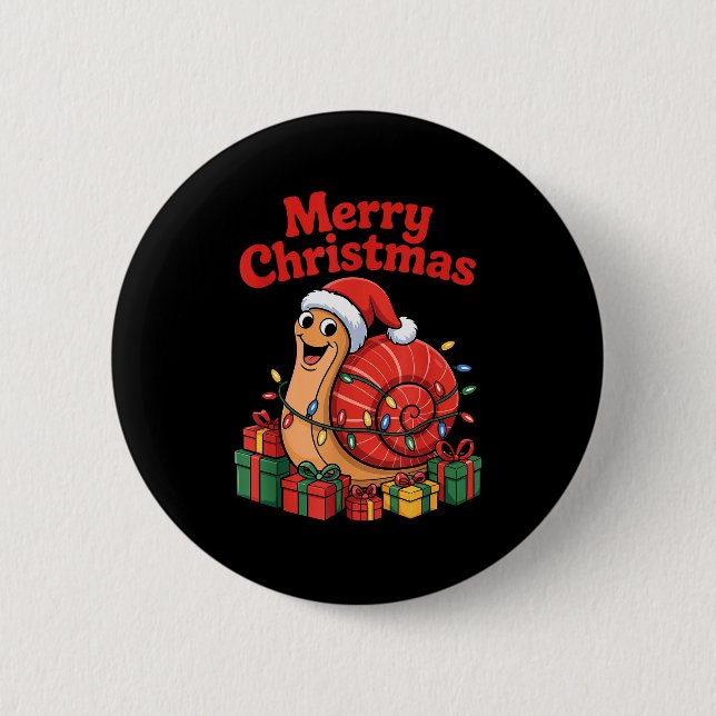 Funny Snail Santa Hat Animals Lovers Ugly Christma 6 Cm Round Badge (Front)