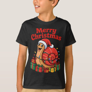 Funny Snail Santa Hat Animals Lovers Ugly Christma T-Shirt