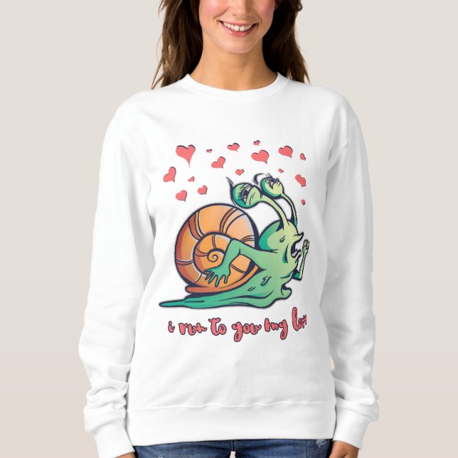 Funny Snail Valentine Running Sweatshirt (Front)
