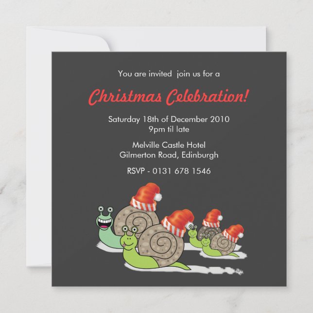 Funny Snails Christmas Party Invitation (Front)