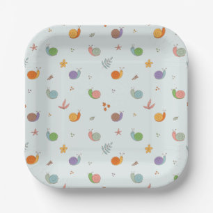 Funny snails paper plate