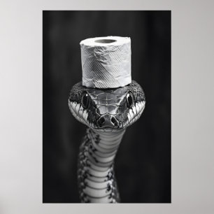 Funny Snake Bathroom Print, Toilet Paper Hat Poster