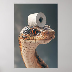 Funny Snake Bathroom Print, Toilet Paper Roll Poster