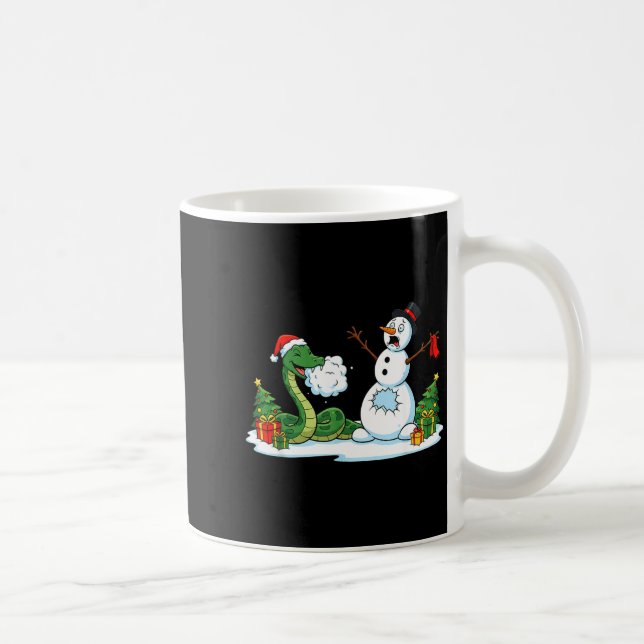 Funny Snake Snowman Christmas Tree Xmas Womens Men Coffee Mug (Right)