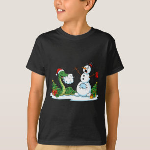 Funny Snake Snowman Christmas Tree Xmas Womens Men T-Shirt