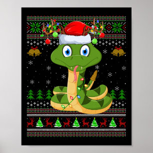Funny Snake Ugly Christmas Sweaters Holiday Santa  Poster