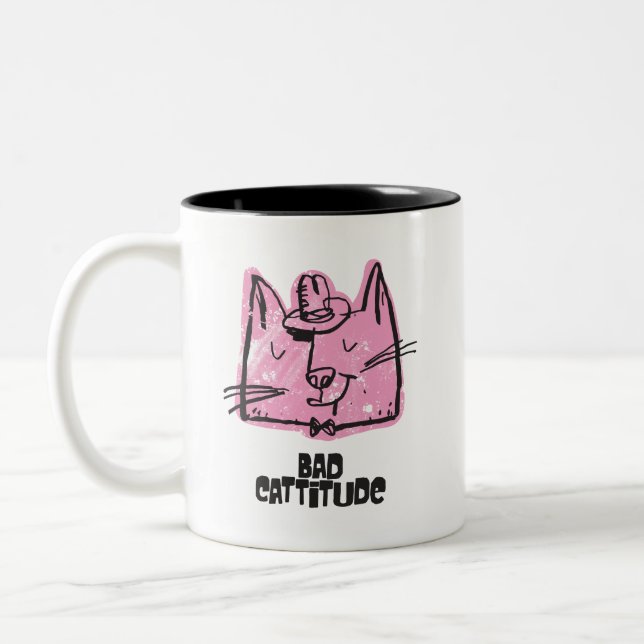 Funny Snarky Bad Cattitude Cat Mug (Left)