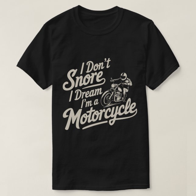 Funny Snoring Biker Motorcycle Apparel Tee (Design Front)