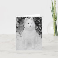 funny snow akita snowman christmas photograph art