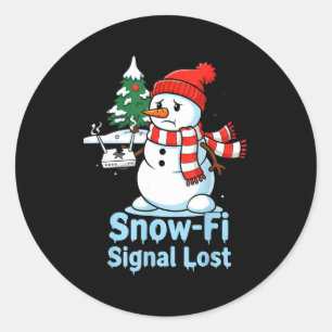 Funny Snow-fi Signal Lost Snowman Christmas Design Classic Round Sticker