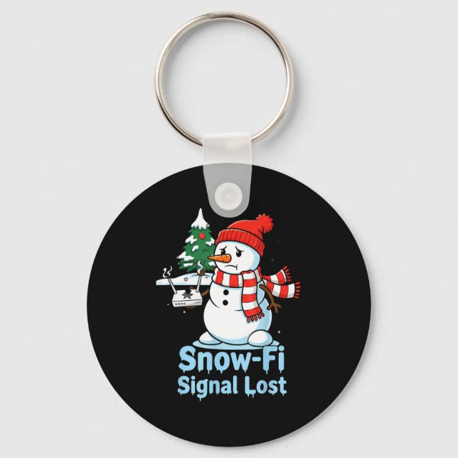 Funny Snow-fi Signal Lost Snowman Christmas Design Key Ring (Front)