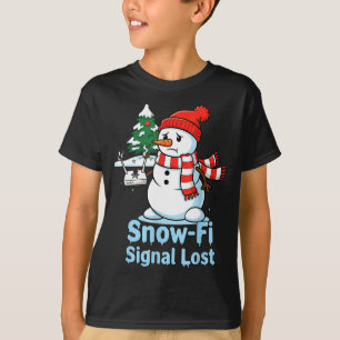 Funny Snow-fi Signal Lost Snowman Christmas Design T-Shirt