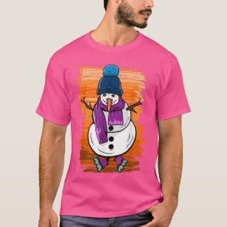 Funny Snow Man with Skates T-Shirt