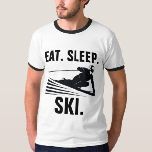 Funny snow ski t-shirts, EAT SLEEP SKI T-Shirt