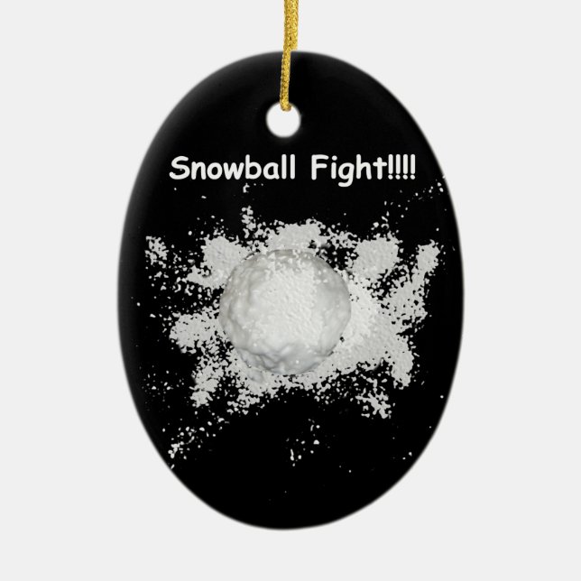 Funny Snowball Fight Christmas Ornament (Front)
