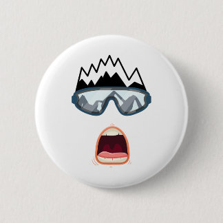 Funny Snowboard Snowboarder Skiing Face Funny Ski 6 Cm Round Badge