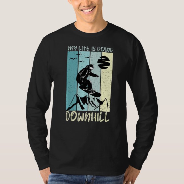 Funny Snowboard Tee Going Downhill Winter Sports L (Front)