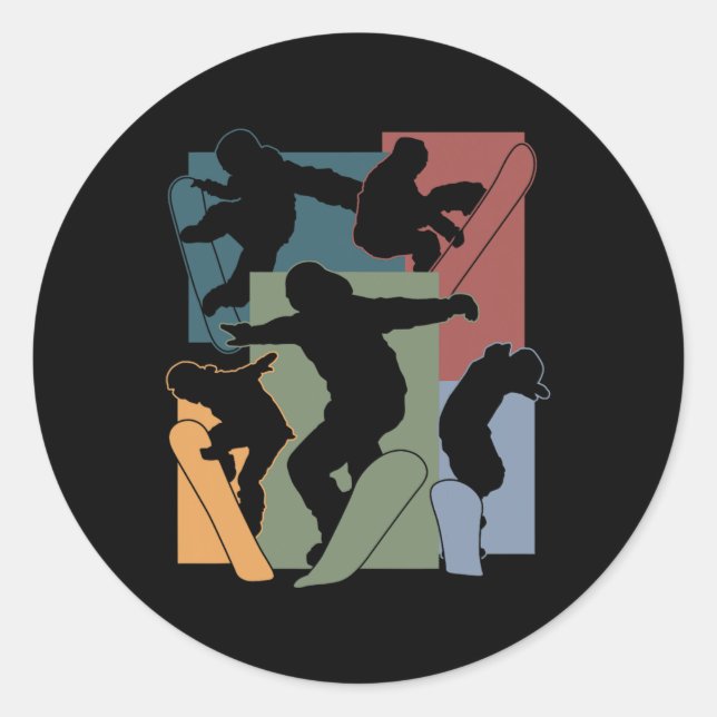 Funny Snowboarding Lover Snowboarder Winter Sports Classic Round Sticker (Front)