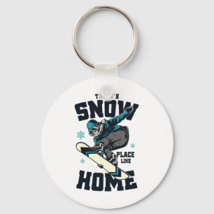 Funny Snowboarding Shirt There's Snow Place Like H Key Ring