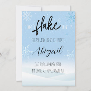 Funny Snowflake Winter Themed Birthday Party Invitation