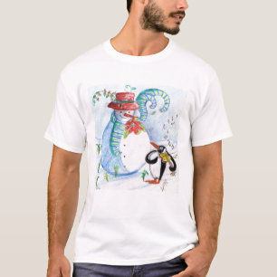 FUNNY SNOWMAN AND PENGUIN'S WINTER SERENADE T-Shirt
