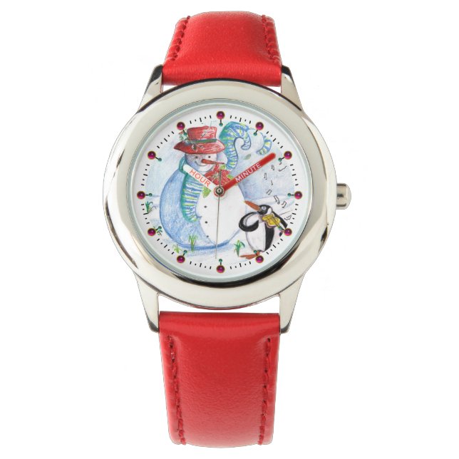 FUNNY SNOWMAN AND PENGUIN'S WINTER SERENADE WATCH (Front)
