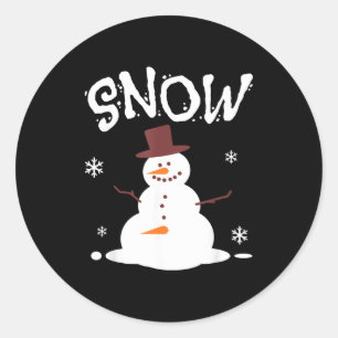 Funny Snowman And Snow Blower Matching Couple Chri Classic Round Sticker