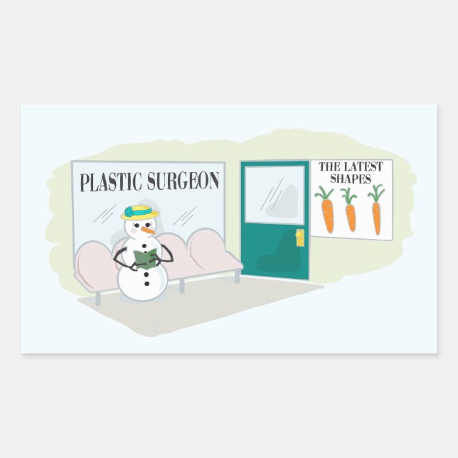 Funny snowman at doctor's office rectangular sticker (Front)