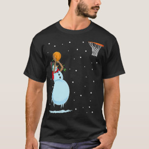 Funny Snowman Basketball Christmas T-Shirt