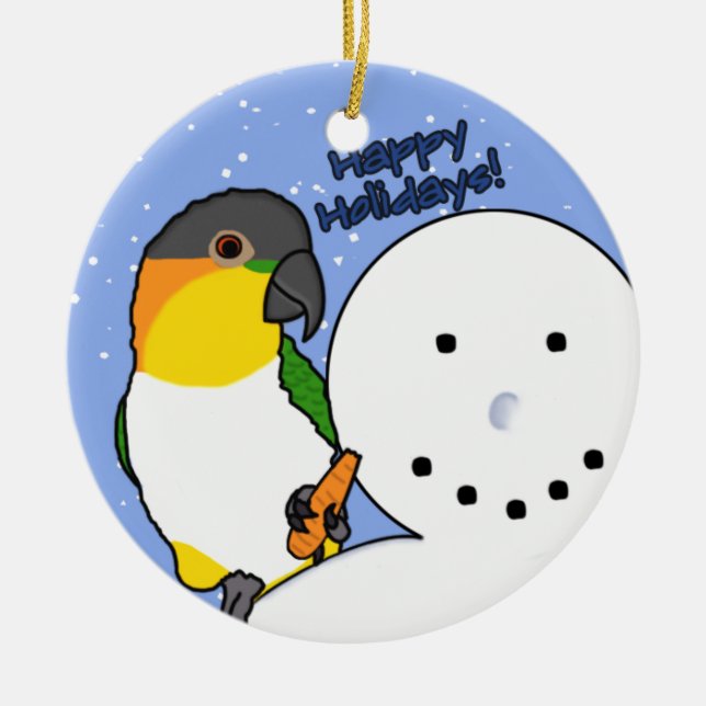 Funny Snowman Black Headed Caique Ornament (Front)
