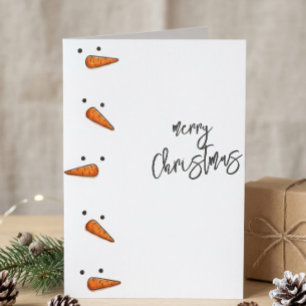 Funny Snowman Carrot Noses Minimalist Holiday Card