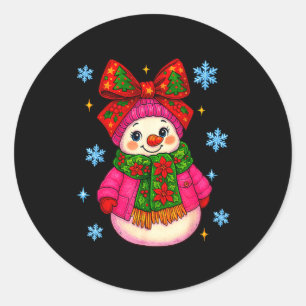 Funny Snowman Christmas Costume Cute Toddler Girl  Classic Round Sticker