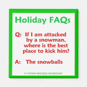Funny Snowman Christmas Holiday Pun Humour Magnet