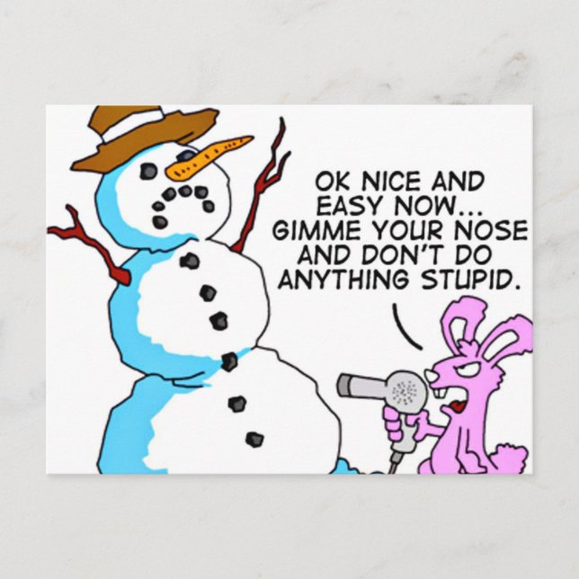 Funny Snowman Christmas Postcard (Front)