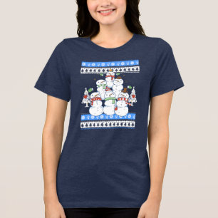 Funny Snowman Christmas Tree Tri-Blend Shirt