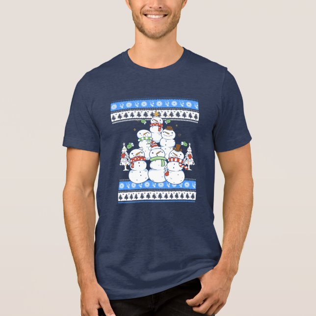 Funny Snowman Christmas Tree Tri-Blend Shirt (Front)