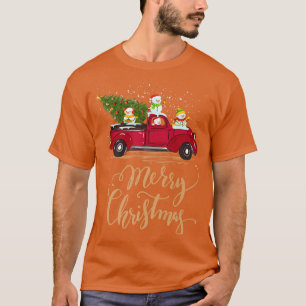 Funny Snowman Driving Christmas Tree Truck Snowman T-Shirt