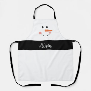 Funny Snowman Face Christmas Personalised Baking Apron