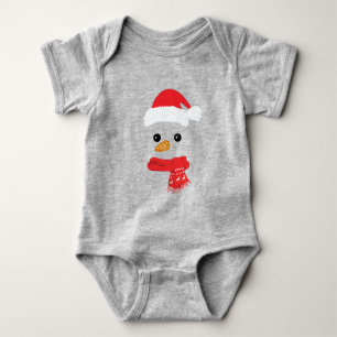 Funny Snowman Face happy Merry christmas Family Baby Bodysuit