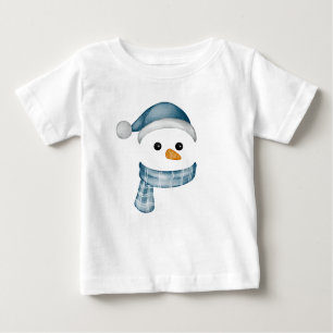 Funny Snowman Face happy Merry christmas Family Baby T-Shirt