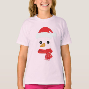 Funny Snowman Face happy Merry christmas Family T-Shirt